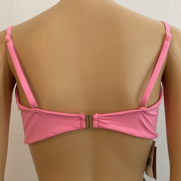 Aurum Bright Pink Bandeau Bikini Top Knotted Bikini Top Size 10 - Picture 6 of 14